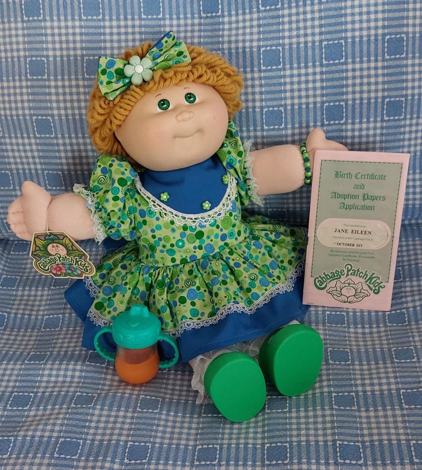 slim fit dress slacks CPW1178-Mint Green Floral Dress Cabbage Patch Kids main image 1