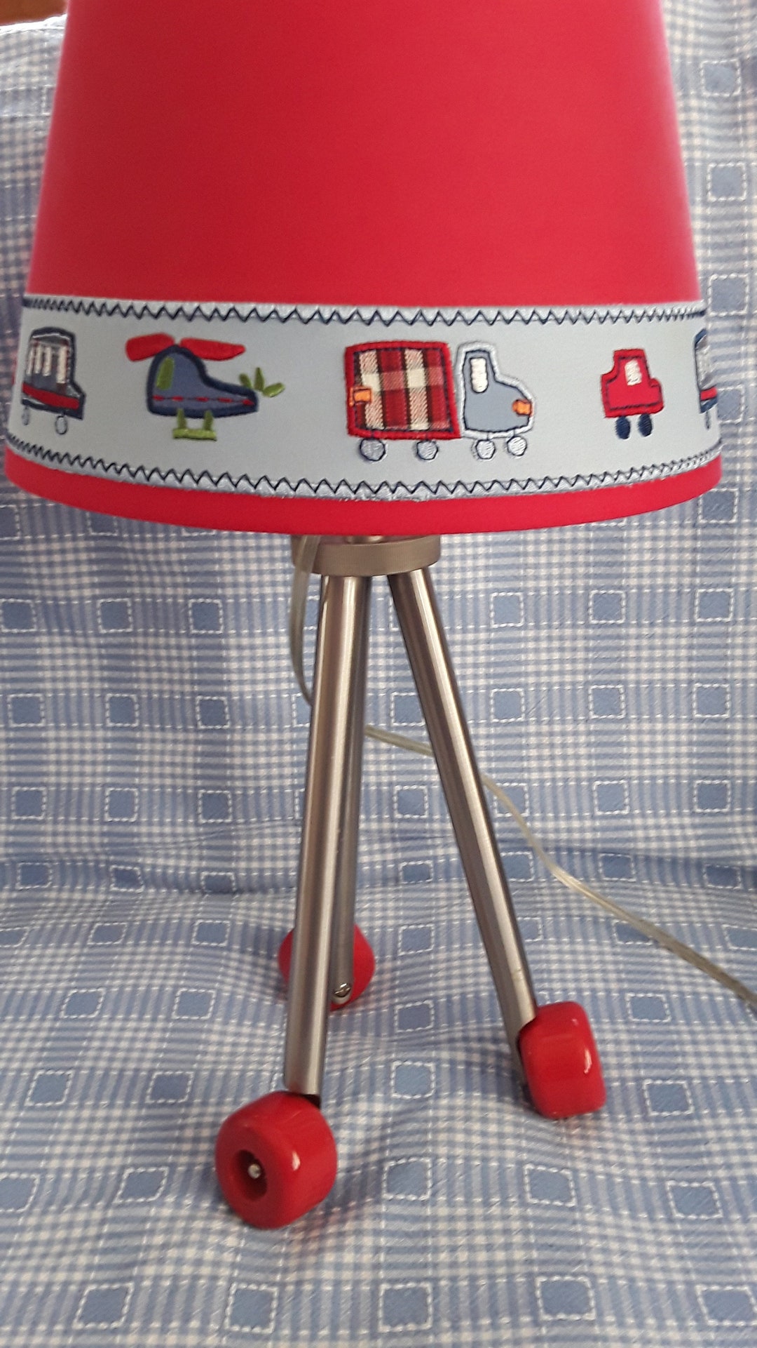Helicopter Theme Lamp for Boys' Room Red Lamp Shade Silver Etsy