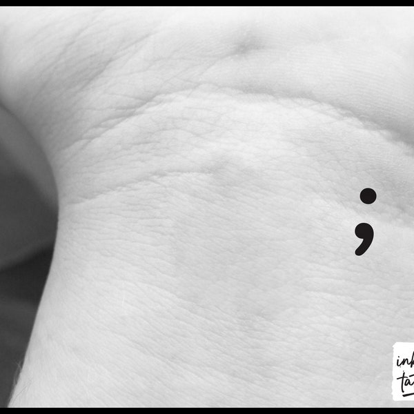 Semicolon ; Temporary Tattoo, Pre-Cut