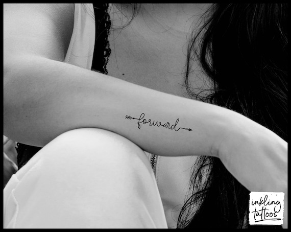 Forward Arrow Temporary Tattoo Arrow Word Temporary Tattoos Etsy