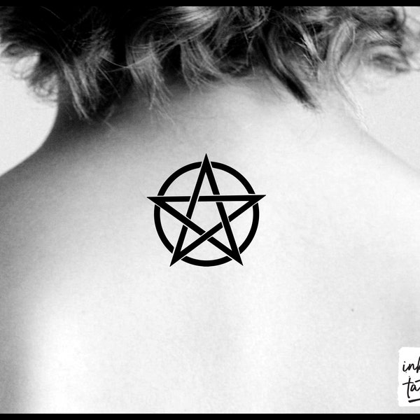 Wiccan Pentacle of Protection from Evil Temporary Tattoo, Pre-Cut