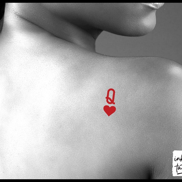 Queen of Hearts Temporary Tattoo, Pre-Cut