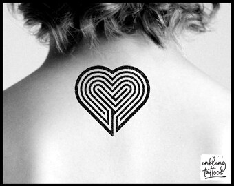 Heart Maze Temporary Tattoo, Pre-Cut