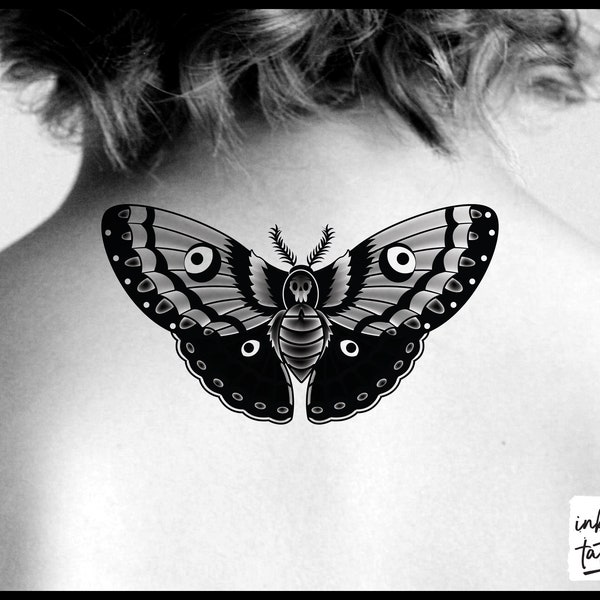 Death's Head Moth Temporary Tattoo, Pre-Cut