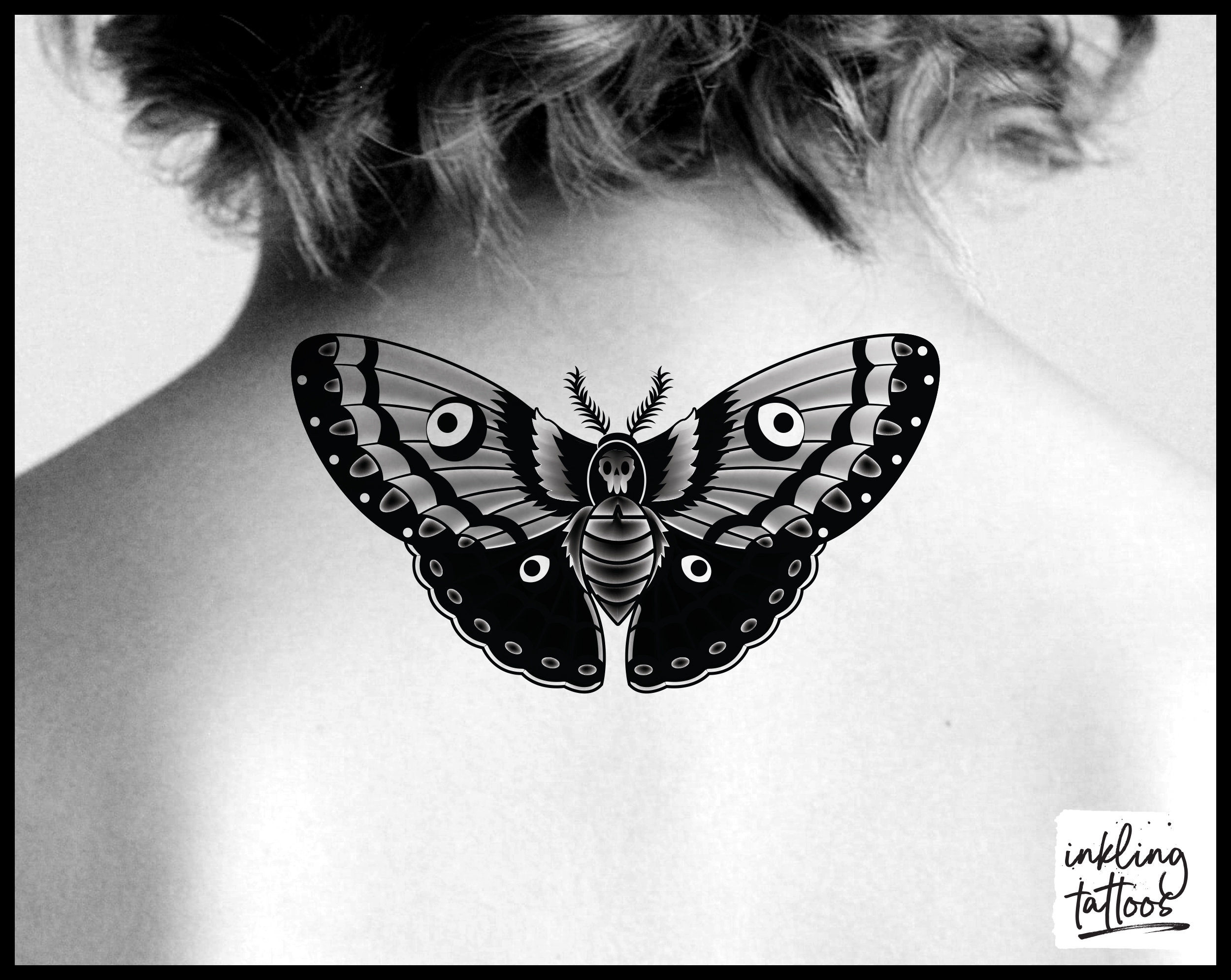 Death Moth Tattoo Stencil Moth SVG Graphic by tattooworker  Creative  Fabrica