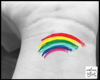 Watercolor Rainbow Pride Temporary Tattoo, Pre-Cut