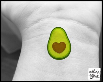 Avocado Heart Temporary Tattoo, Pre-Cut