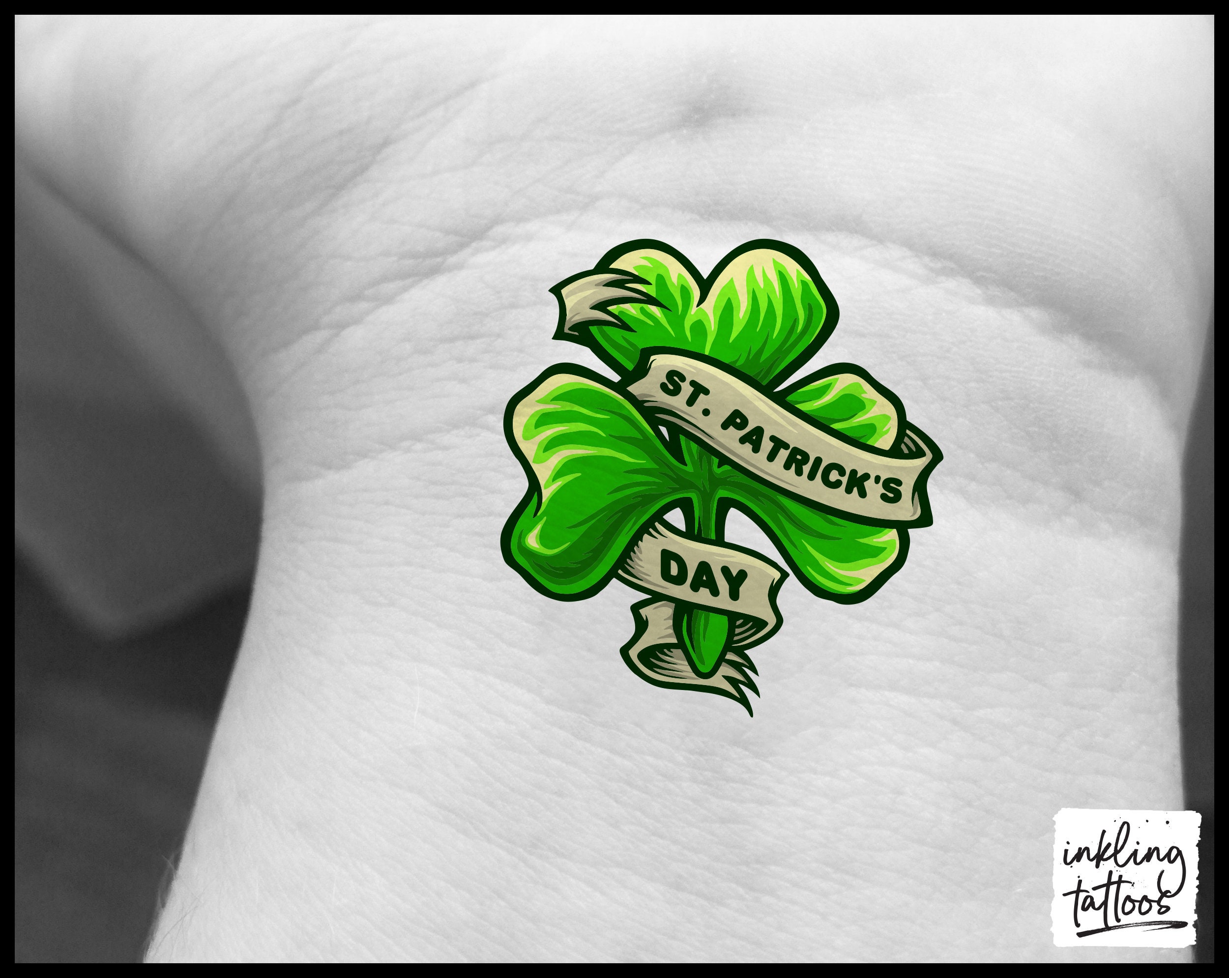 Ireland Four Leaf Clover Temporary Saint Patrick's Day Fake Tattoo Sticker  