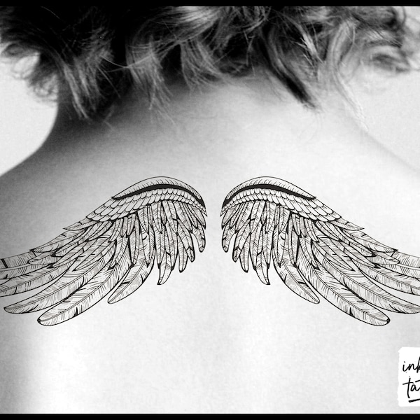 Angel Wings Temporary Tattoo, Pre-Cut