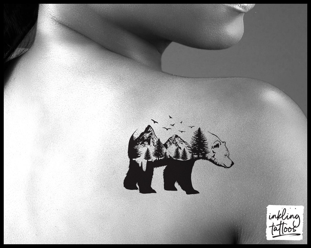 Mountain Bear Temporary Tattoo Pre-cut - Etsy Mountain Bear Temporary Tattoo Pre-cut - Etsy