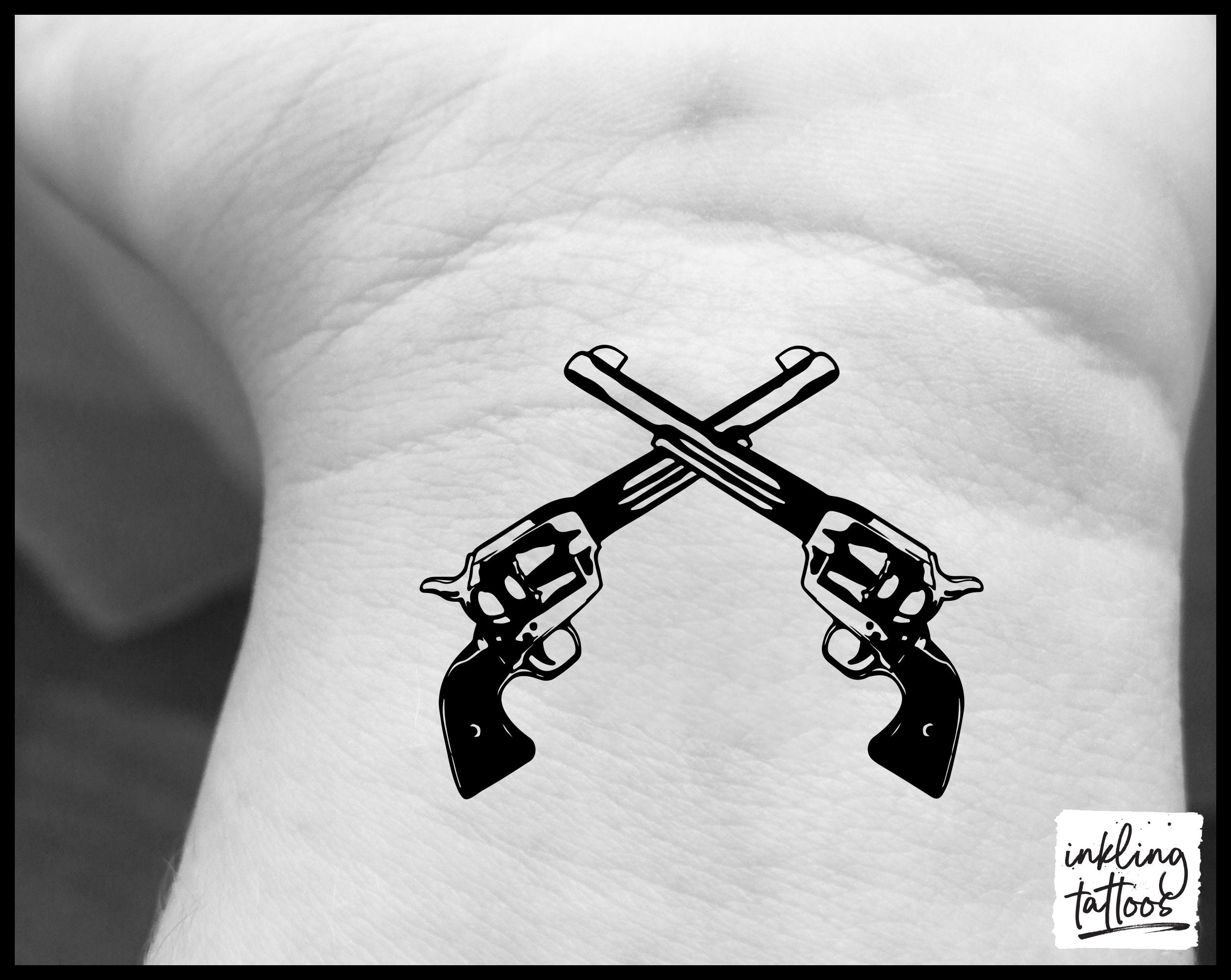 Crossed Guns Temporary Tattoo Six Shooter Temporary Tattoo Etsy Canada