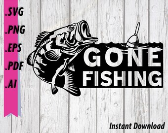 Download Gone Fishing Decal Etsy