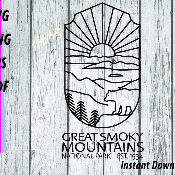 Smoky Mountains SVG - Great Smoky Mountains National Park - Smokey Mountains Clipart