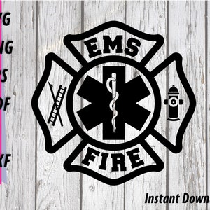 Logo personalizzato EMS / Fire SVG - clipart medica di emergenza antincendio, Florian Maltese Cross, pompiere, vigili del fuoco, clipart paramedico