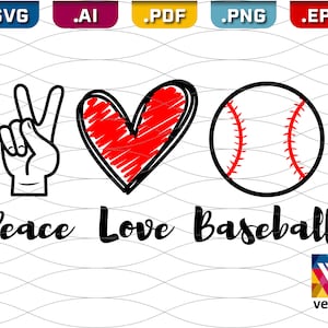 Paz, Amor, Béisbol svg, Béisbol png, Camisa de béisbol, Clipart de béisbol, Ventilador de béisbol, descarga digital, cricut svg silueta svg