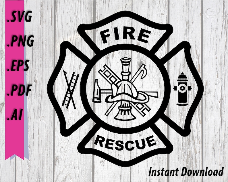 Download Maltese Cross SVG Fire Rescue Emblem. Fire department | Etsy