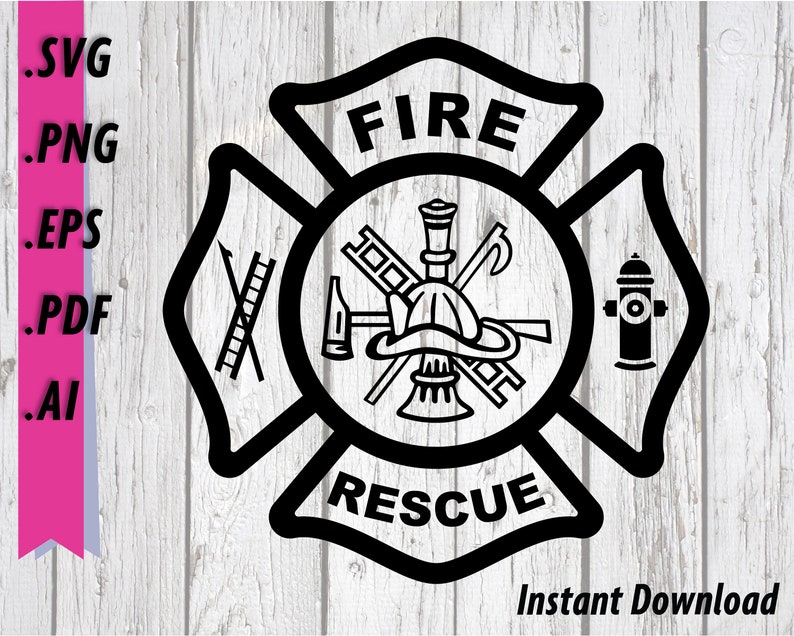 Download Maltese Cross SVG Fire Rescue Emblem. Fire department | Etsy