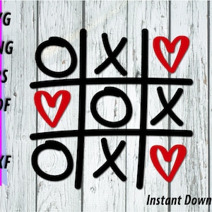 Tic Tac Toe SVG - Valentines Clipart met hartjes - Knuffels en Kusjes Download - xoxo - Love DXF