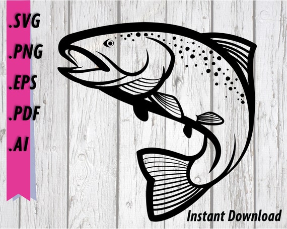 Download Trout Fishing Svg Clipart Brown Trout Rainbow Trout Decal Etsy