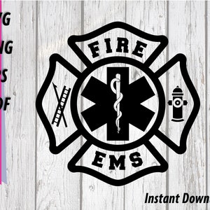 Fire EMS Logo SVG - Fire Medical clipart, Florian Maltese Cross, Pompier, Pompier, Service d’incendie, Clipart paramédical