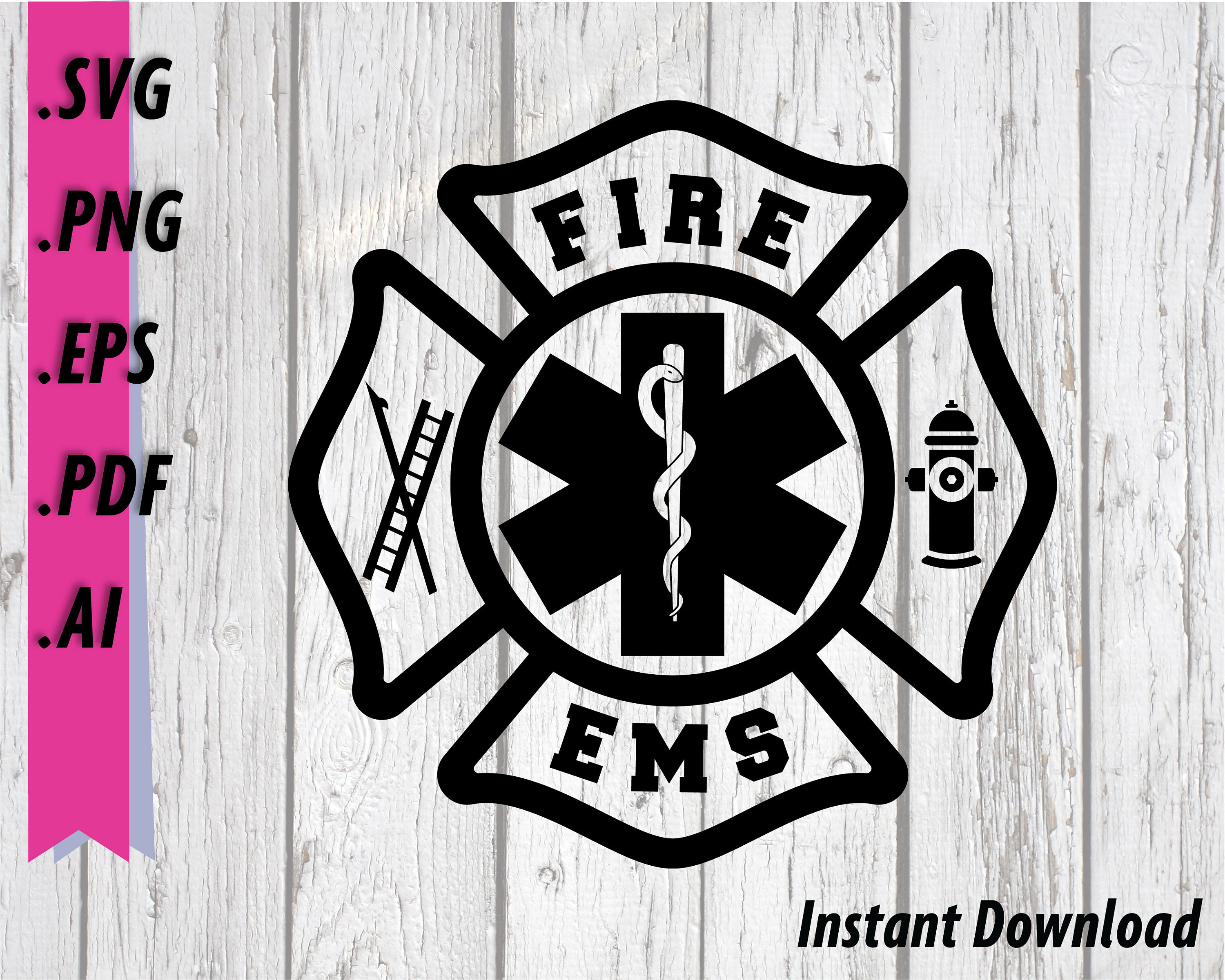Fire EMS Logo SVG imágenes prediseñadas de Fire Medical Etsy España