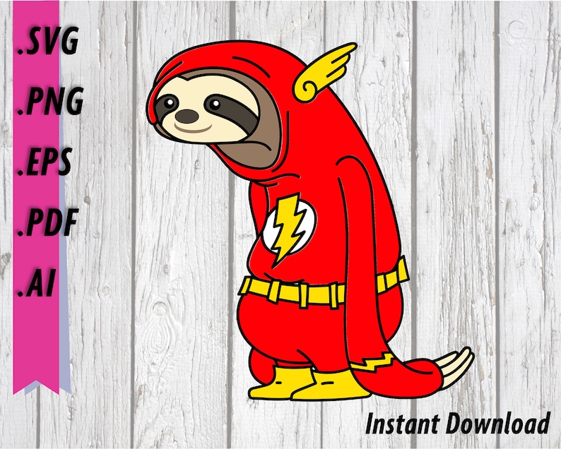 Flash Sloth SVG Lightning Fast Sloth Clipart Funny Sloth - Etsy