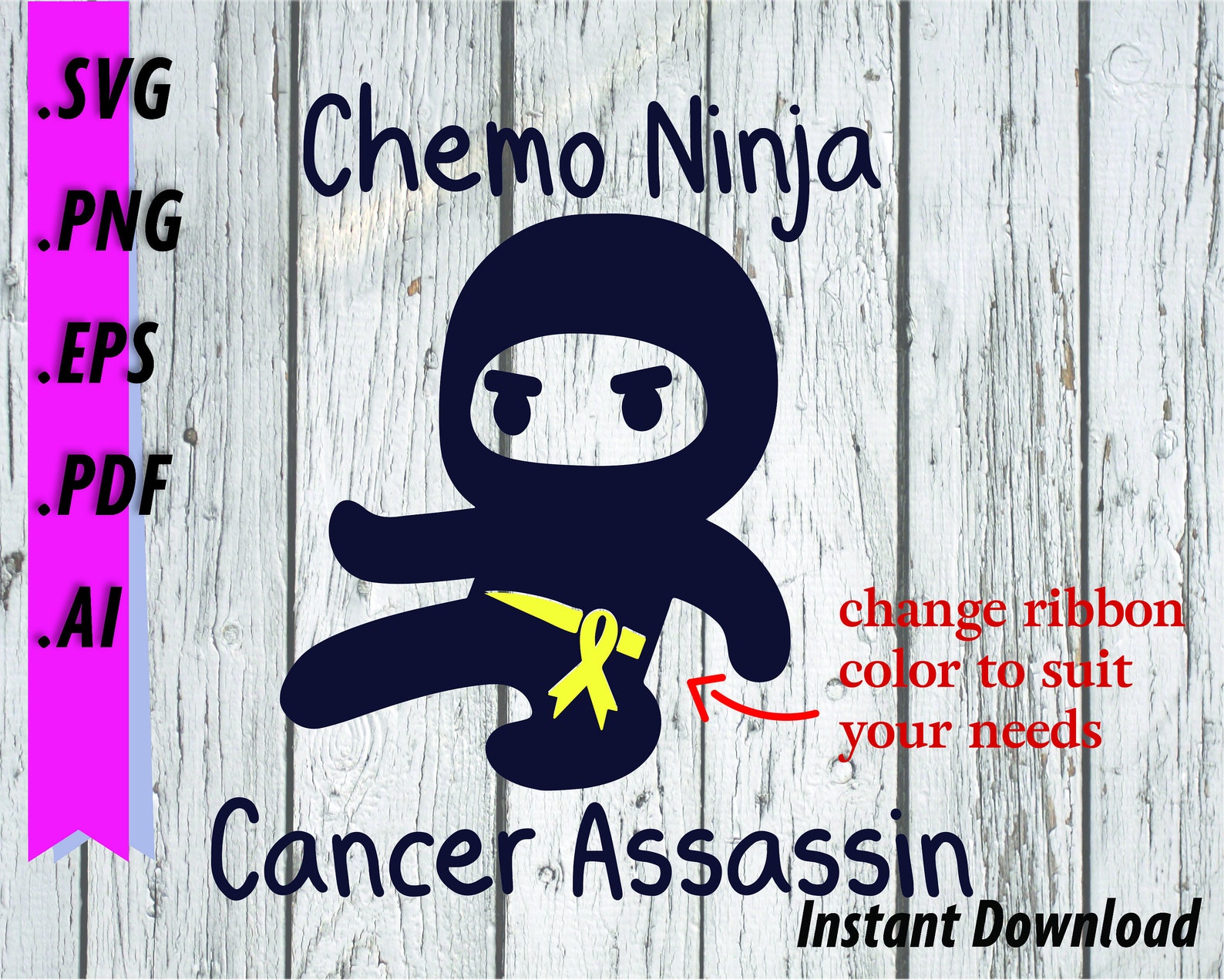 Chemo Ninja SVG Chemo Ninja Cancer Assassin for Those Who Etsy