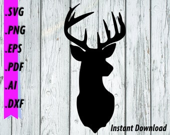 Deer Buck SVG - Deer Silhouette - Buck with Antlers - Deer Outline - Hunting Download