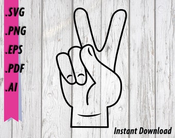 Peace svg, Peace Hand Clipart - 2 finger Peace, Deuces digital download, cricut cut silhouette cut