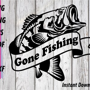 Gone Fishing SVG - Gone Fishing Schild / Fenstersticker Clipart