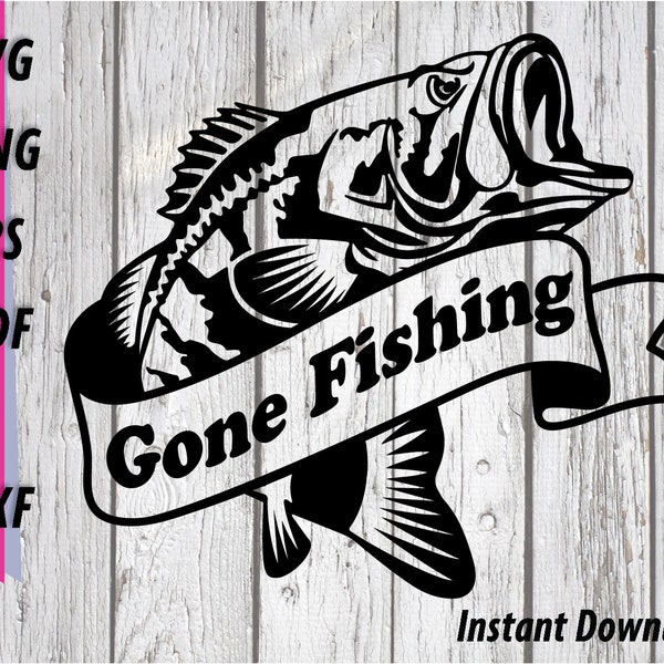 Gone Fishing SVG - Gone Fishing Sign / Window Decal Clipart