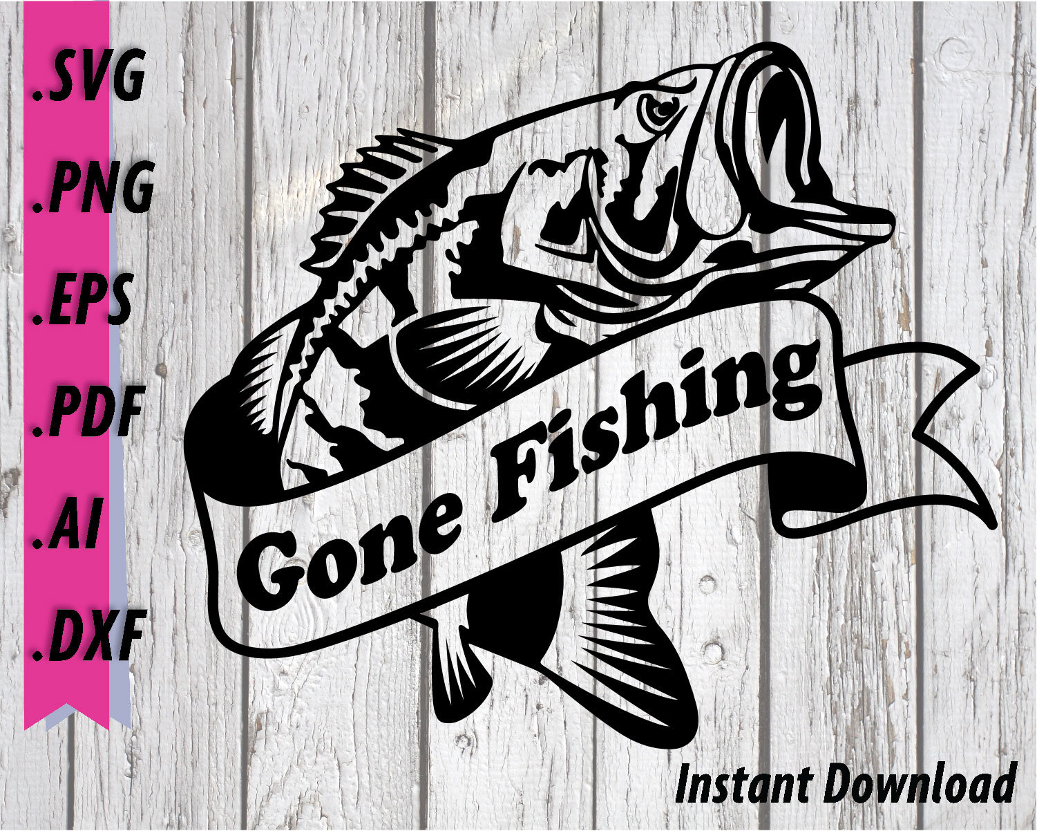 Gone Fishing SVG Gone Fishing Sign / Window Decal Clipart 