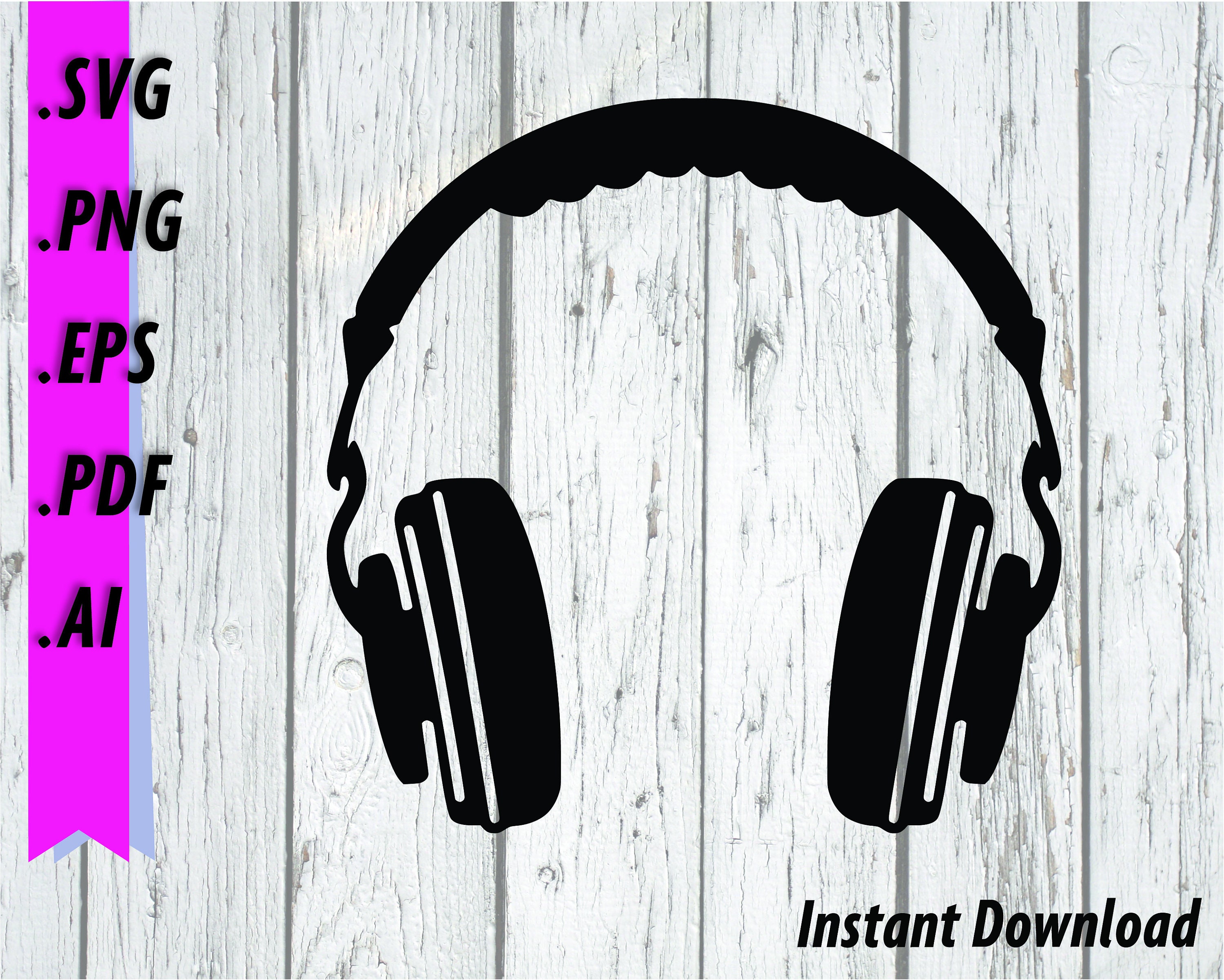 Headphones Svg Headphone Clipart Headphones Silhouette Etsy