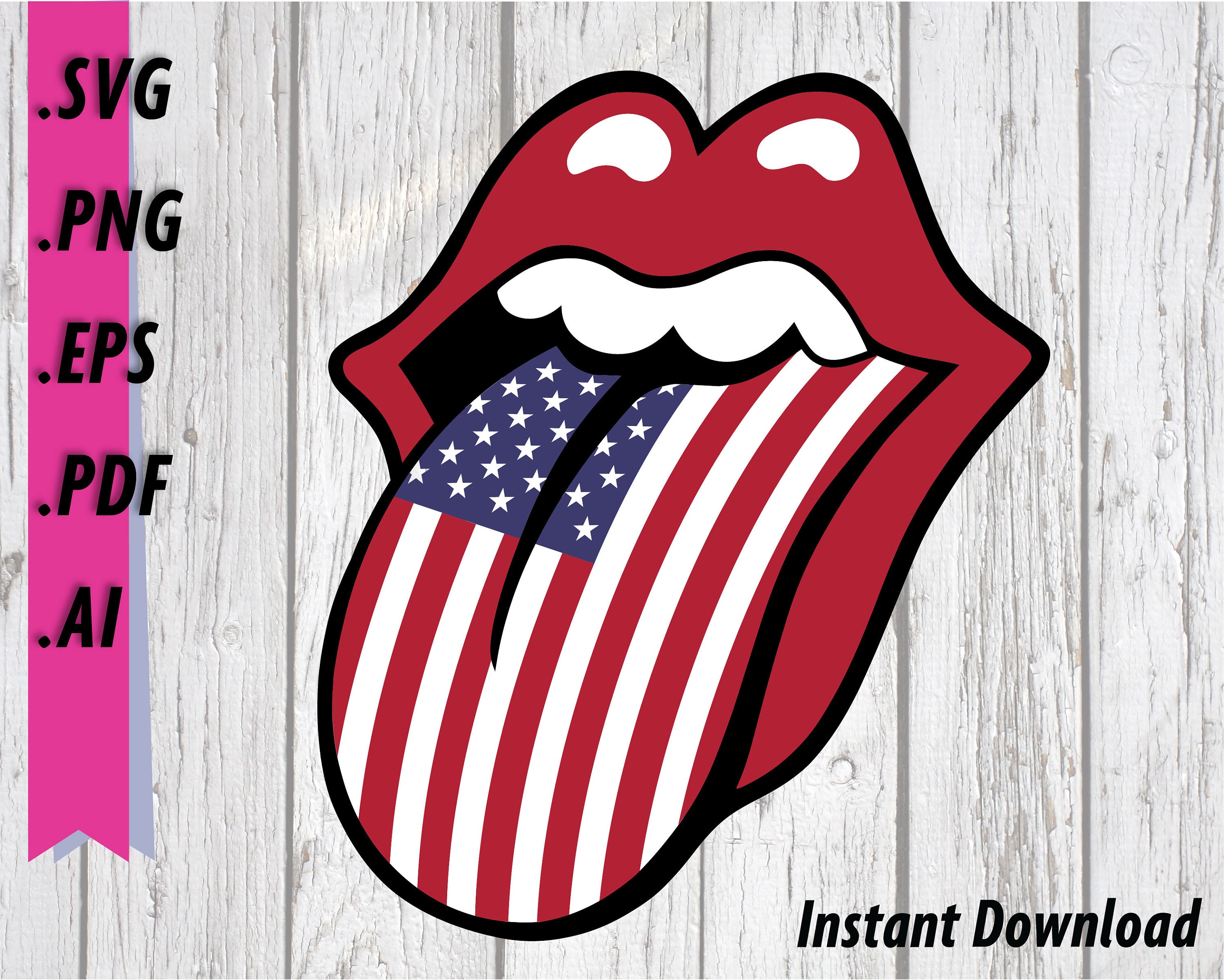 Lips and Tongue SVG US Flag Tongue Clipart Patriotic Stars | Etsy