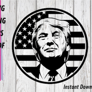 President Trump SVG - With Flag Background - MAGA Political Clipart for Cutting Machines - Commercial Use Included