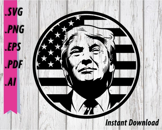 President Trump SVG Silhouette US Flag in background | Etsy