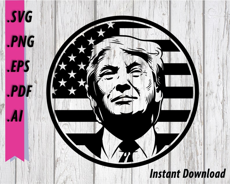 President Trump SVG Silhouette US Flag in background | Etsy