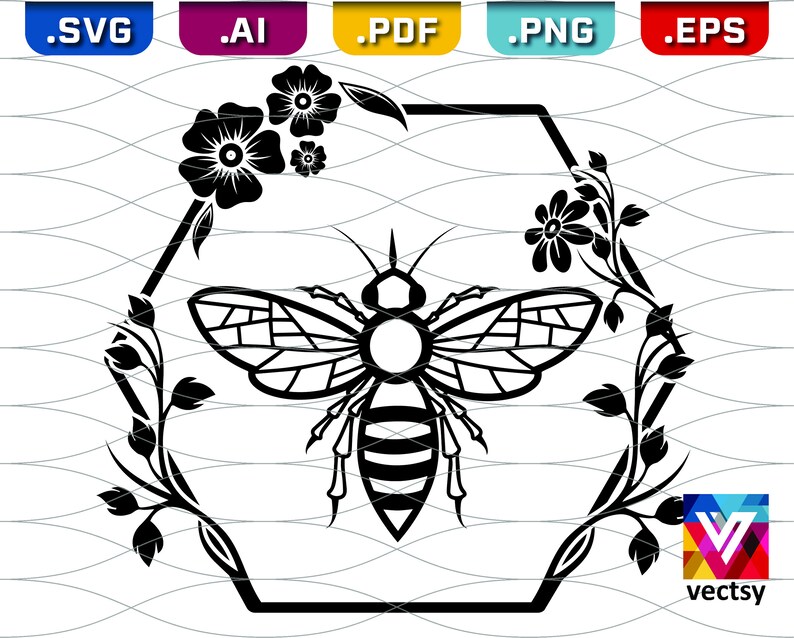 Download Queen Bee floral Wreath SVG Bee clipart Flower svg Wreath ...