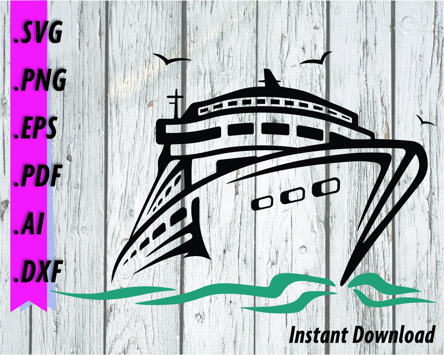 Cruise Ship SVG - Cruise Clipart, Cruise Vacation, Island Beach, Ship…