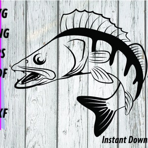 Walleye Fishing SVG - Clipart - Walleye Fish, Fisherman, Saugeye, DXF, cut file