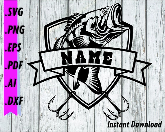Download Bass Svg Fish Monogram Fishing Name Plate Largemouth Etsy