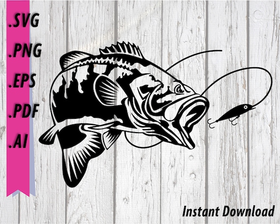 Download Bass Fishing Svg Fish Download Lure Clipart Sportfishing Etsy