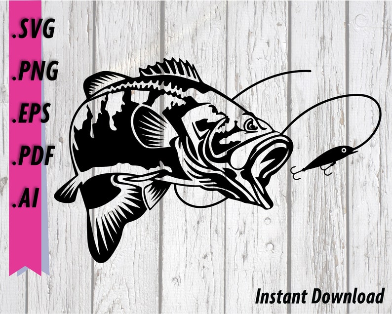 Download Bass Fishing SVG Fish Download Lure Clipart Sportfishing ...