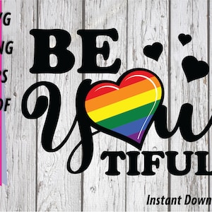 Pride SVG - BeYOUtiful - Beautiful Love LGBTQ - Proud - Heart Clipart - Lesbische Gay Bi Trans Queer Pride Clipart
