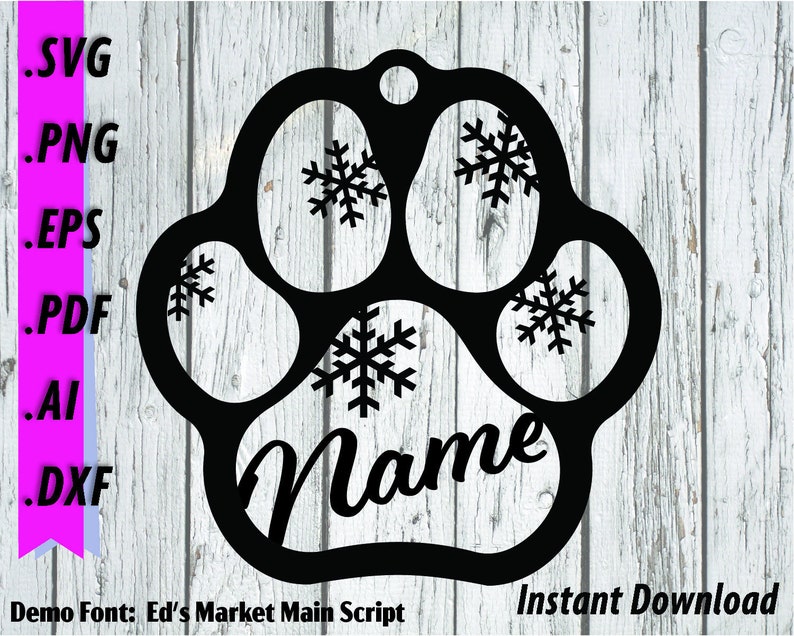 Pet Ornament SVG Christmas Dog Cat Name Monogram Paw Clipart | Etsy