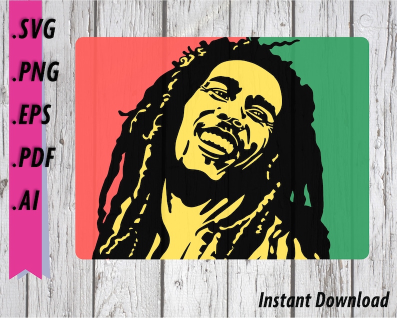 Download Bob Marley SVG Rastafarian Background with Bob Marley | Etsy