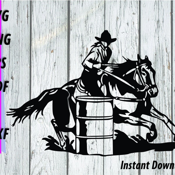 Barrel Racing SVG - Woman on Horse - Cowgirl Racing - Rodeo Theme - Digital Clipart for Crafting