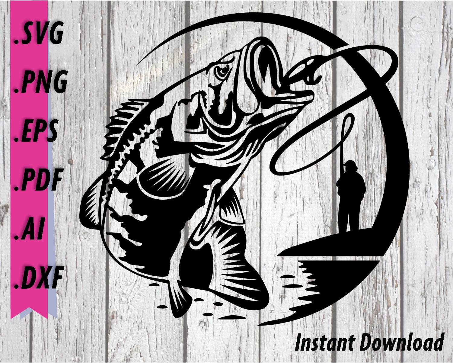 Bass Jumping Out of Water SVG Fishing Clipart for Cricut and Etsy