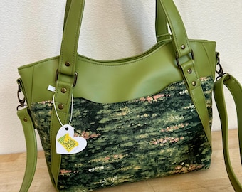 Handmade Avocado Green Art Handbag: Vinyl Crossbody Purse