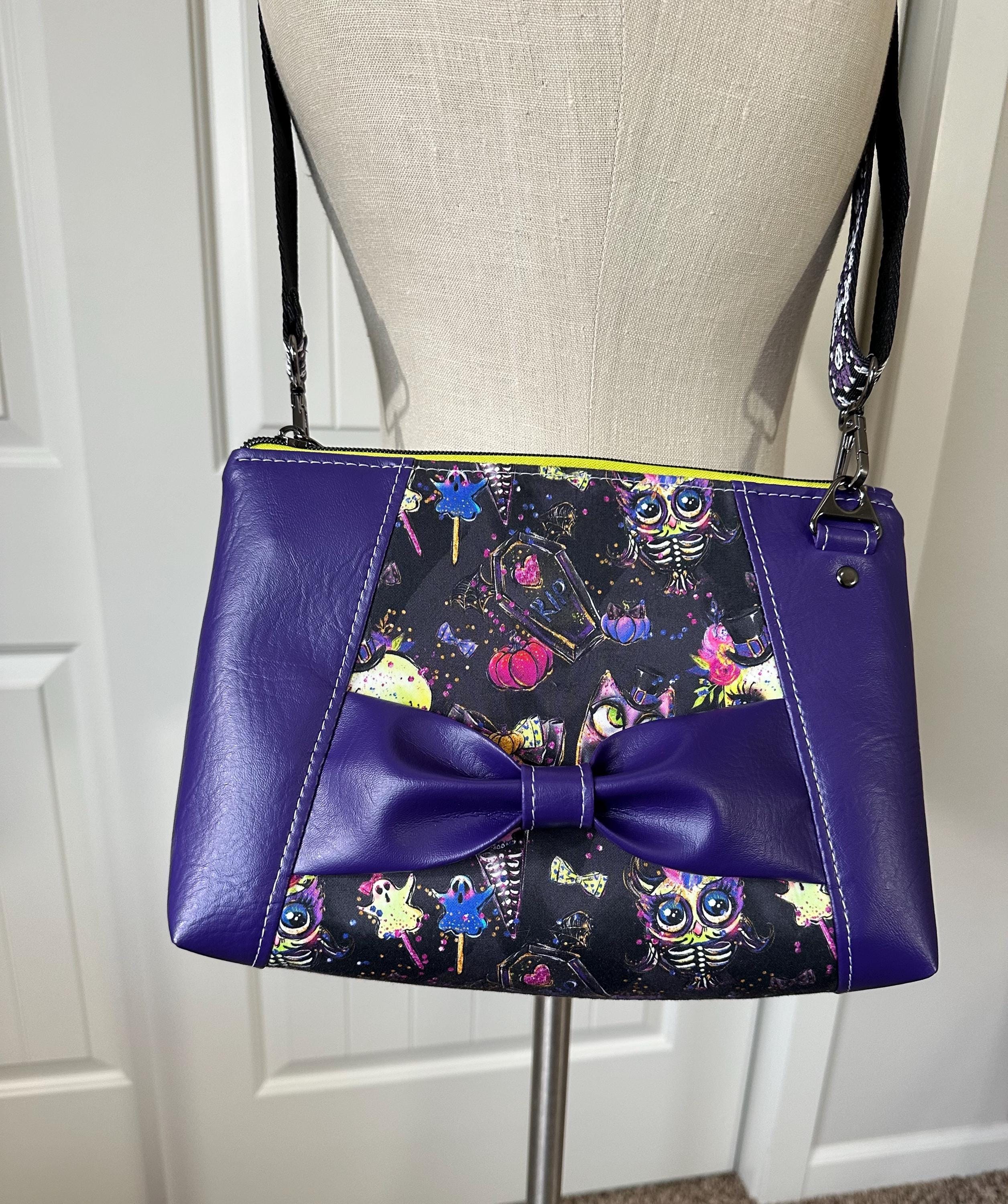 Handmade Crossbody Bag: Purple Coffin Purse, Whimsical 